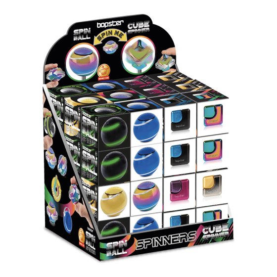 Mixed Spin Ball and Cube Spinner pre-packed counter display unit