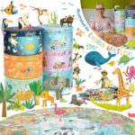 boppi Animals Around the World Round Jigsaw Puzzle with 100% Recycled Card Jungle Artic Desert Ocean and Forest Animals 150 Pieces for Children 5 6 7 8 Years 58cm Diameter