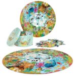 boppi Animals Around the World Round Jigsaw Puzzle with 100% Recycled Card Jungle Artic Desert Ocean and Forest Animals 150 Pieces for Children 5 6 7 8 Years 58cm Diameter