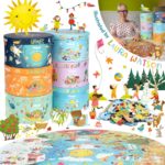 boppi Seasons Round Jigsaw Puzzle with 100% Recycled Card Spring Summer Autumn and Winter Scenes 150 Pieces for Children 5 6 7 8 Years 58cm Diameter