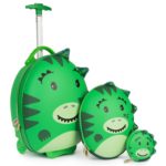 Boppi Tiny Trekker Kids Luggage Travel Suitcase Carry On Cabin Bag Holiday Pull Along Trolley Lightweight Wheeled Holdall 17 Litre Hand Case - Dinosaur