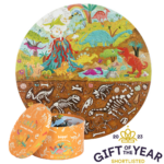 boppi Dinosaurs Round Jigsaw Puzzle with 100% Recycled Card T-rex Stegosaurus and Triceratops Fossils 150 Pieces for Children 5 6 7 8 Years 58cm Diameter