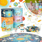 boppi Space Round Jigsaw Puzzle with 100% Recycled Card Solar System Astronauts 150 Pieces for Children 5 6 7 8 Years 58cm Diameter