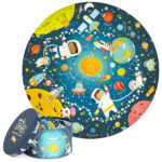 boppi Space Round Jigsaw Puzzle with 100% Recycled Card Solar System Astronauts 150 Pieces for Children 5 6 7 8 Years 58cm Diameter