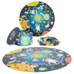 boppi Space Round Jigsaw Puzzle with 100% Recycled Card Solar System Astronauts 150 Pieces for Children 5 6 7 8 Years 58cm Diameter