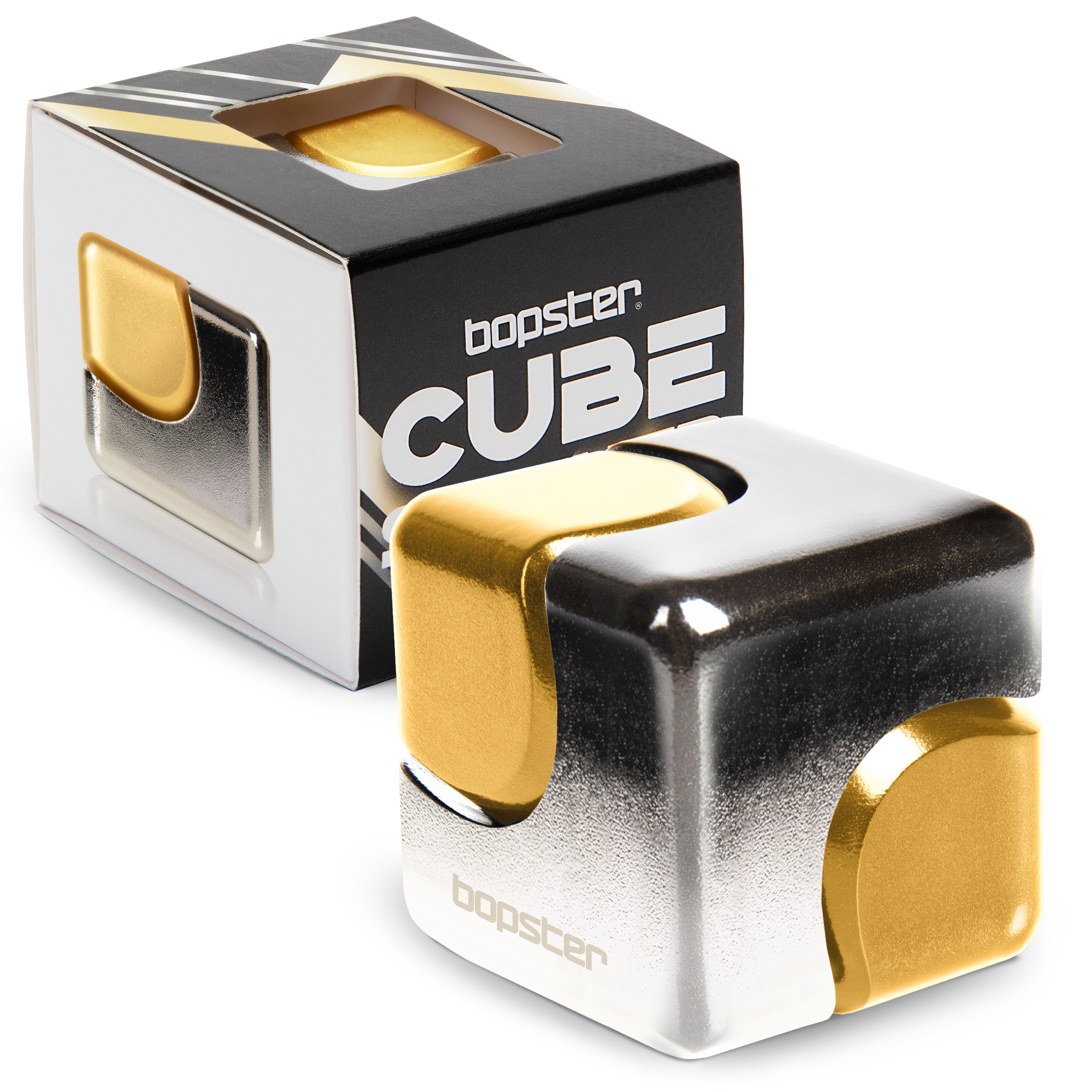 bopster Fidget Cube Spinner – Silver and Gold