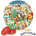 boppi Christmas Round Jigsaw Puzzle with 100% Recycled Card Christmas Scene and People 150 Pieces for Children 5 6 7 8 Years 58cm Diameter