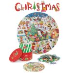 boppi Christmas Round Jigsaw Puzzle with 100% Recycled Card Christmas Scene and People 150 Pieces for Children 5 6 7 8 Years 58cm Diameter
