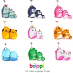 Boppi Tiny Trekker Kids Luggage Travel Suitcase Carry On Cabin Bag Holiday Pull Along Trolley Lightweight Wheeled Holdall 17 Litre Hand Case - Purple Cat