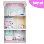 boppi Wooden Dolls House with 8 Furniture Play Accessories