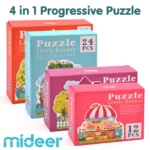 Mideer Jigsaw Puzzle Pack 4 in 1 Kids Carry Along Set 12 16 24 32 Pcs Extra Thick Beginner Pieces with Illustrated Painted Animals - Lively Bazaar
