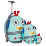 Boppi Tiny Trekker Kids Luggage Travel Suitcase Carry On Cabin Bag Holiday Pull Along Trolley Lightweight Wheeled Holdall 17 Litre Hand Case - Robot