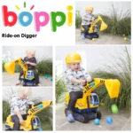 boppi Ride On Children's Digger with Hard-Hat - Yellow