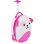 Boppi Tiny Trekker Kids Luggage Travel Suitcase Carry On Cabin Bag Holiday Pull Along Trolley Lightweight Wheeled Holdall 17 Litre Hand Case - Pink Dog