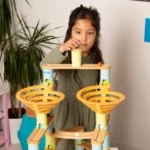 boppi Marble Run Eco-Friendly 138 Piece Wooden Bamboo Maze for Kids with 24 Marbles - Construction STEM Toy for Boys and Girls Aged 3 Years Plus - Jumbo Pack