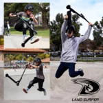 Land Surfer Kids Stunt Scooter | Scooter for Kids 8-12+ Teenagers | Boys/Girls Two Wheel 360 Pro Stunts | Black with Green Trim and Small Skulls