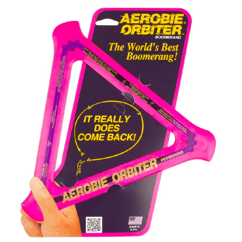 Aerobie Orbiter Boomerang Frisbee Disc Throwing Toy Beach Park Neon Pink New