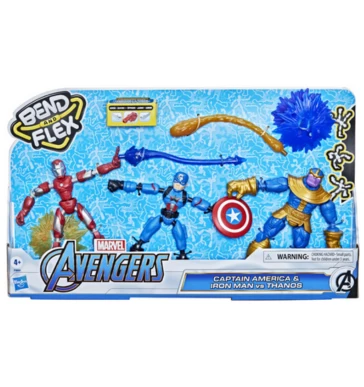 Hasbro Marvel Avengers – 2 Action Figure Flessibili Iron Patriot E Thanos – Bend And Flex – 15 Cm