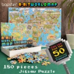 bopster 8-bit World Map Pixel Jigsaw Puzzle 180pcs