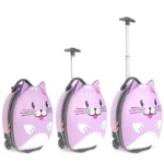 Boppi Tiny Trekker Kids Luggage Travel Suitcase Carry On Cabin Bag Holiday Pull Along Trolley Lightweight Wheeled Holdall 17 Litre Hand Case - Purple Cat