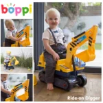 boppi Ride On Children's Digger with Hard-Hat - Yellow
