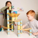 boppi Marble Run Eco-Friendly 138 Piece Wooden Bamboo Maze for Kids with 24 Marbles - Construction STEM Toy for Boys and Girls Aged 3 Years Plus - Jumbo Pack