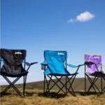 just be...…® Folding Camping Chair - Light Blue with Black Trim