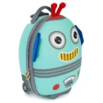 Boppi Tiny Trekker Kids Luggage Travel Suitcase Carry On Cabin Bag Holiday Pull Along Trolley Lightweight Wheeled Holdall 17 Litre Hand Case - Robot