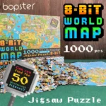 bopster 8-bit World Map Pixel Jigsaw Puzzle 1000pcs