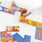 Mideer Dominoes Puzzles Game with 24 Large Extra Thick Rectangular Double-Sided Domino Tile Pieces Number and Image Match Up Deck for Kids 3 + Years – Zoo Pals