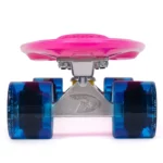 Land Surfer Cruiser Skateboard | Retro 22 Inch Skateboard for Kids & Adults | Penny Board with Carry Bag by Bopster | Pink Board + Transparent Blue Wheels