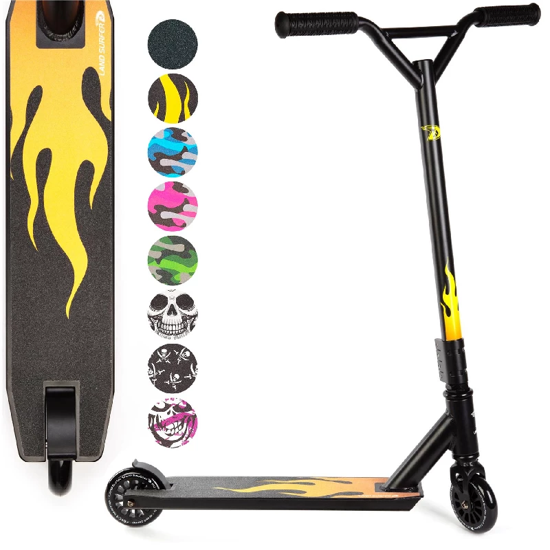Land Surfer Kids Stunt Scooter | Scooter for Kids 8-12+ Teenagers | Boys/Girls Two Wheel 360 Pro Stunts | Flame