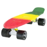 Land Surfer Cruiser Skateboard | Retro 22 Inch Skateboard for Kids & Adults | Penny Board with Carry Bag by Bopster | 3-Tone Rasta Board + Black Wheels