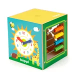 boppi 5-In-1 Large Wooden Activity Cube | 2-Way Bead Maze Roller Coaster Sensory Baby Toy with Abacus Clock Animal Shape Sorter & Slider | Multifunction Educational Toys Play Box 2 Years and Up