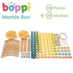 boppi Marble Run Eco-Friendly 138 Piece Wooden Bamboo Maze for Kids with 24 Marbles - Construction STEM Toy for Boys and Girls Aged 3 Years Plus - Jumbo Pack