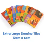 Mideer Dominoes Puzzles Game with 24 Large Extra Thick Rectangular Double-Sided Domino Tile Pieces Number and Image Match Up Deck for Kids 3 + Years – Zoo Pals
