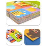 Mideer Dominoes Puzzles Game with 24 Large Extra Thick Rectangular Double-Sided Domino Tile Pieces Number and Image Match Up Deck for Kids 3 + Years – Zoo Pals