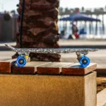 Land Surfer Cruiser Skateboard | Retro 22 Inch Skateboard for Kids & Adults | Penny Board with Carry Bag by Bopster | Skull Board + Clear Blue Wheels