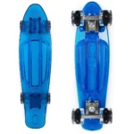 Land Surfer Cruiser Skateboard 22" CLEAR BLUE BOARD - LED BLACK WHEELS