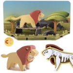 HALFTOYS HA001 Collectibles Magnetic Animals Play Sets, 3D Jigsaw Puzzle Blocks, STEM Educational Take Apart Toys Gift for Toddler & Kids 3+ Years (Lion)