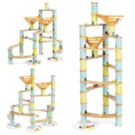 boppi Marble Run Eco-Friendly 138 Piece Wooden Bamboo Maze for Kids with 24 Marbles - Construction STEM Toy for Boys and Girls Aged 3 Years Plus - Jumbo Pack