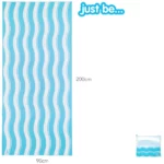 just be... Microfibre Wave Beach Travel Towel - Blue XX Large 200 x 90cm