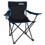 just be...…® Folding Camping Chair - Black with Blue Trim