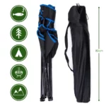just be...…® Folding Camping Chair - Black with Blue Trim