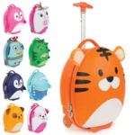 Boppi Tiny Trekker Kids Luggage Travel Suitcase Carry On Cabin Bag Holiday Pull Along Trolley Lightweight Wheeled Holdall 17 Litre Hand Case - Tiger