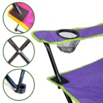 just be...…® Folding Camping Chair - Purple with Green Trim