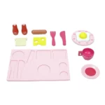 boppi® Wooden Toy Kitchen with 19 Piece Accessories Set - Pink