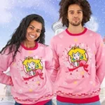 Official Super Mario Princess Peach Christmas Jumpers for Men and Women– Ugly Novelty Gifts Xmas Jumper – Mario Unisex Knitted Sweater Design