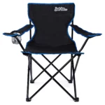 just be...…® Folding Camping Chair - Black with Blue Trim