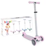 boppi 3-Wheel Kids Toddler Push Scooter | 2 Front Wheels, Ideal for Girls and Boys Aged 3 - 8 Years Old | Pink
